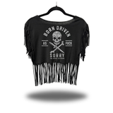 BORN DRIVEN WESTERN FRINGE CROP TOP