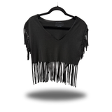 BORN DRIVEN WESTERN FRINGE CROP TOP