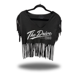 DRIVE GLOBES WESTERN FRINGE CROP TOP
