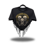 THE DRIVE MOTORS ROAD RASH V CUT HEART BLACK CROP TOP