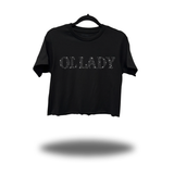 OL LADY BLACK RHINESTONES CROP TOP