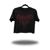 GOOD GIRL RED RHINESTONES CROP TOP