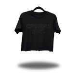 COWGIRLS ROCK BLACK RHINESTONES CROP TOP