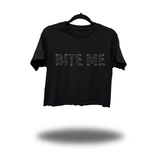 BITE ME BLACK RHINESTONES CROP TOP