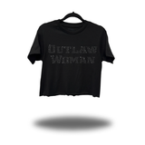 OUTLAW BLACK RHINESTONES CROP TOP