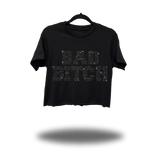 BAD BITCH BLACK RHINESTONES CROP TOP