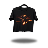 DRIVEN GHOST RIDER WIDENECK OVERSIZED BLACK CROP TOP
