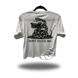 DON'T FLOCK ME ROAD RASH WHITE CROP TOP 1.0