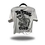 TDC CLUB DISTRESSED WHITE CROP TOP 1.0