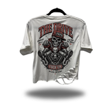 FOR THE DRIVE ROAD RASH WHITE CROP TOP 1.0