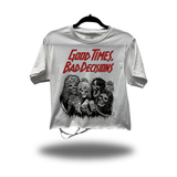 BAD DECISION ROAD RASH WHITE CROP TOP 1.0
