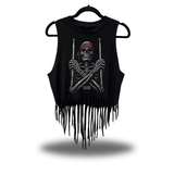 BONE DRUMMER WESTERN FRINGE CROP TANK TOP
