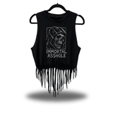 IMMORTAL ASSHOLE WESTERN FRINGE CROP TANK TOP