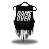 GAME OVER WESTERN FRINGE CROP TANK TOP