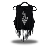 SAINTS SINNERS WESTERN FRINGE CROP TANK TOP