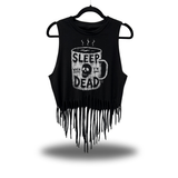SLEEP DEAD WESTERN FRINGE CROP TANK TOP