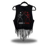 GOOD VS EVIL WESTERN FRINGE CROP TANK TOP