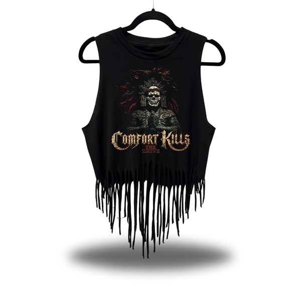 KILLS STATUE WESTERN FRINGE CROP TANK TOP