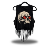 STAR SKULL WESTERN FRINGE CROP TANK TOP