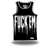F*CK EM GRUNGE BLACK BASKETBALL JERSEY