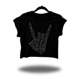 ROCKER BLACK RHINESTONES MUSCLE CROP TOP