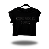 COWGIRLS ROCK SKULL BLACK RHINESTONES MUSCLE CROP TOP