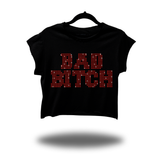 BAD B*TCH RED RHINESTONES MUSCLE CROP TOP