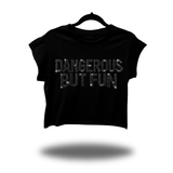 DANGEROUS BLACK RHINESTONES MUSCLE CROP TOP