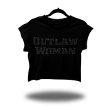OUTLAW BLACK RHINESTONES MUSCLE CROP TOP
