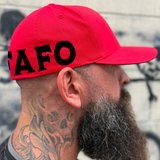 FAFO SIDE STYLE RED FLEXFIT COTTON HAT - BLACK