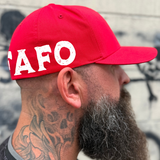FAFO SIDE STYLE RED FLEXFIT COTTON HAT - WHITE