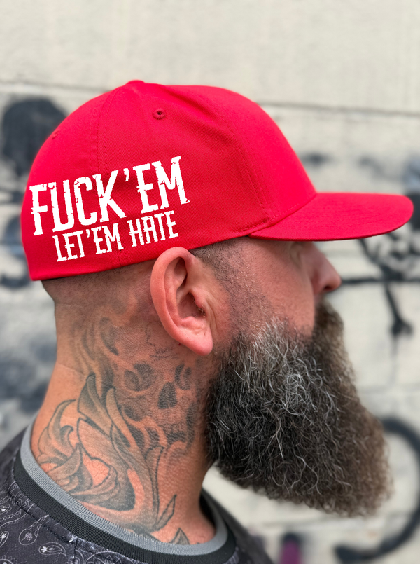 LET EM HATE STYLE RED FLEXFIT COTTON HAT