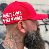 NOBODY CARES STYLE RED FLEXFIT COTTON HAT