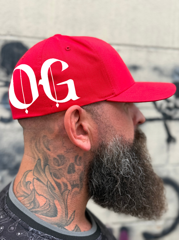 OG SIDE STYLE RED FLEXFIT COTTON HAT