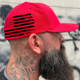 USA FLAG SIDE STYLE RED FLEXFIT COTTON HAT