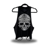 TRIBAL SKULL ROAD RASH CROP TANK TOP