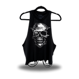 DISTORTED SKULL ROAD RASH CROP TANK TOP