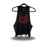 DEVIL LIPS RED RHINESTONES ROAD RASH CROP TANK TOP
