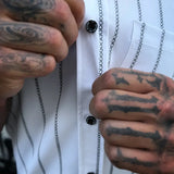 ESSENTIAL WHITE SNITCHES GET STITCHES BUTTON UP