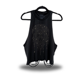 DRIP SKULL BLACK RHINESTONES ROAD RASH CROP TANK TOP