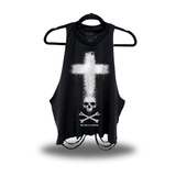 SKULL CROSS ROAD RASH CROP TANK TOP