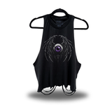 PURPLE EYE BAT ROAD RASH CROP TANK TOP