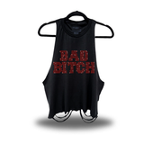 BAD B*TCH RED RHINESTONES ROAD RASH CROP TANK TOP