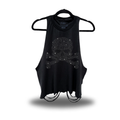CROSSBONE SKULL BLACK RHINESTONES ROAD RASH CROP TANK TOP