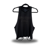 COWGIRLS ROCK BLACK RHINESTONES ROAD RASH CROP TANK TOP