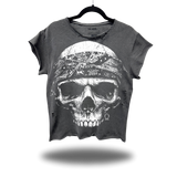 NO REGRETS FADED BLACK OVERSIZED MUSCLE TEE