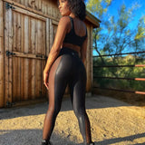 DDD SIDE MESH FAUX LEATHER LEGGINGS