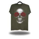 ROSE SKULL MILITARY GREEN CLASSIC TEE