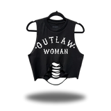 OUTLAW WOMAN ROAD RASH BLACK BELLY CROP TANK