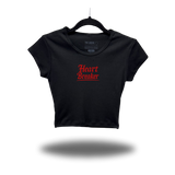 HEART BREAKER CAP SLEEVE BABY RIB CROP TOP
